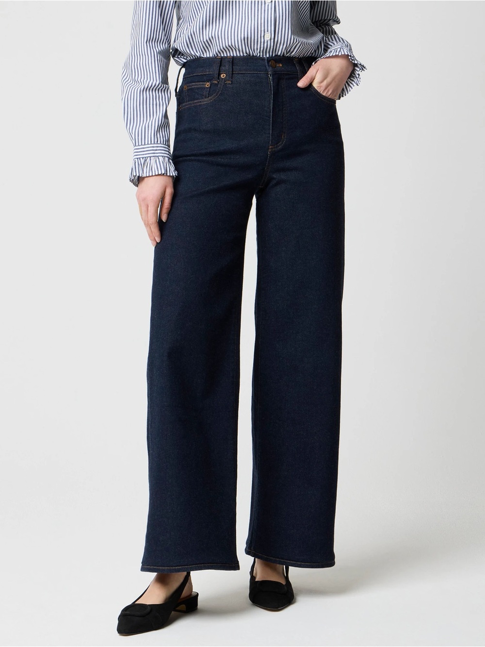 J. Crew Factory Modern Wide-Leg Jeans in Soft Rinse Signature Stretch
